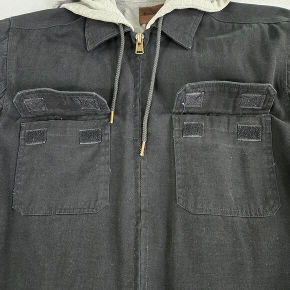 Marino Bay Men's Canvas Hooded Barn Chore Black & Gray Sweatshirt Lined Jacket - Picture 5 of 16